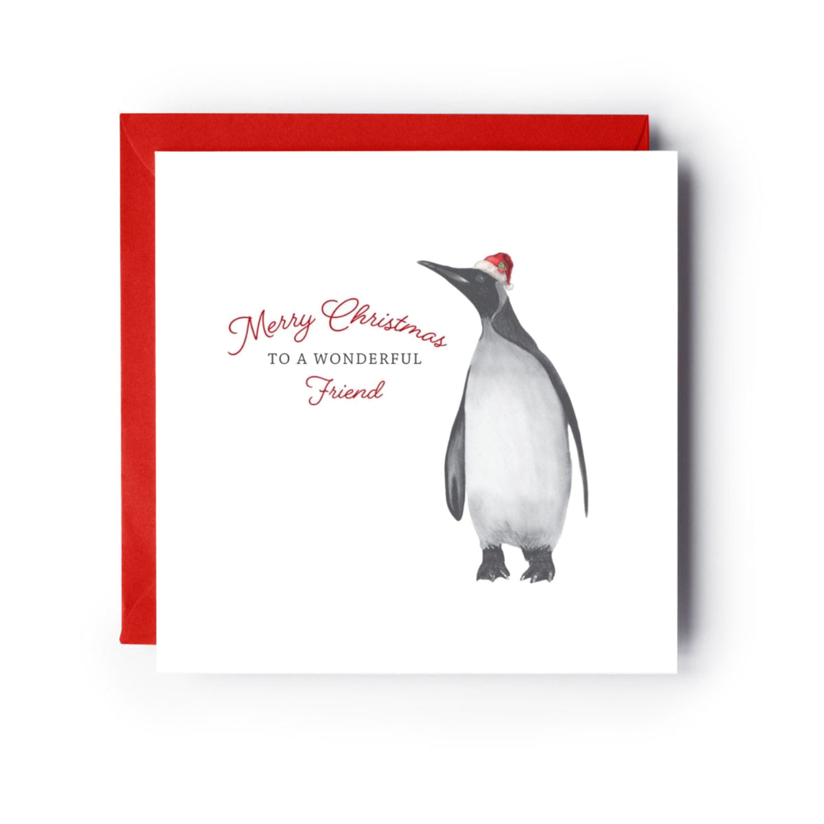 Merry Christmas to a Wonderful Friend Christmas Card — card with red envelope