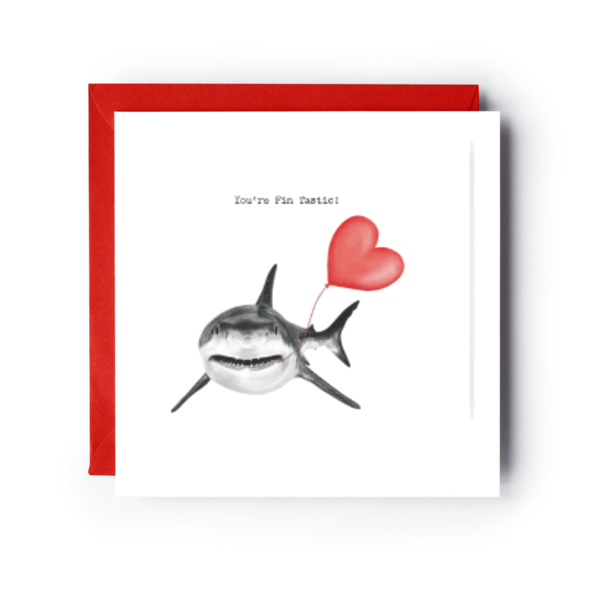 You’re Fin Tastic Shark Love Card | Valentine’s Card — card with red envelope