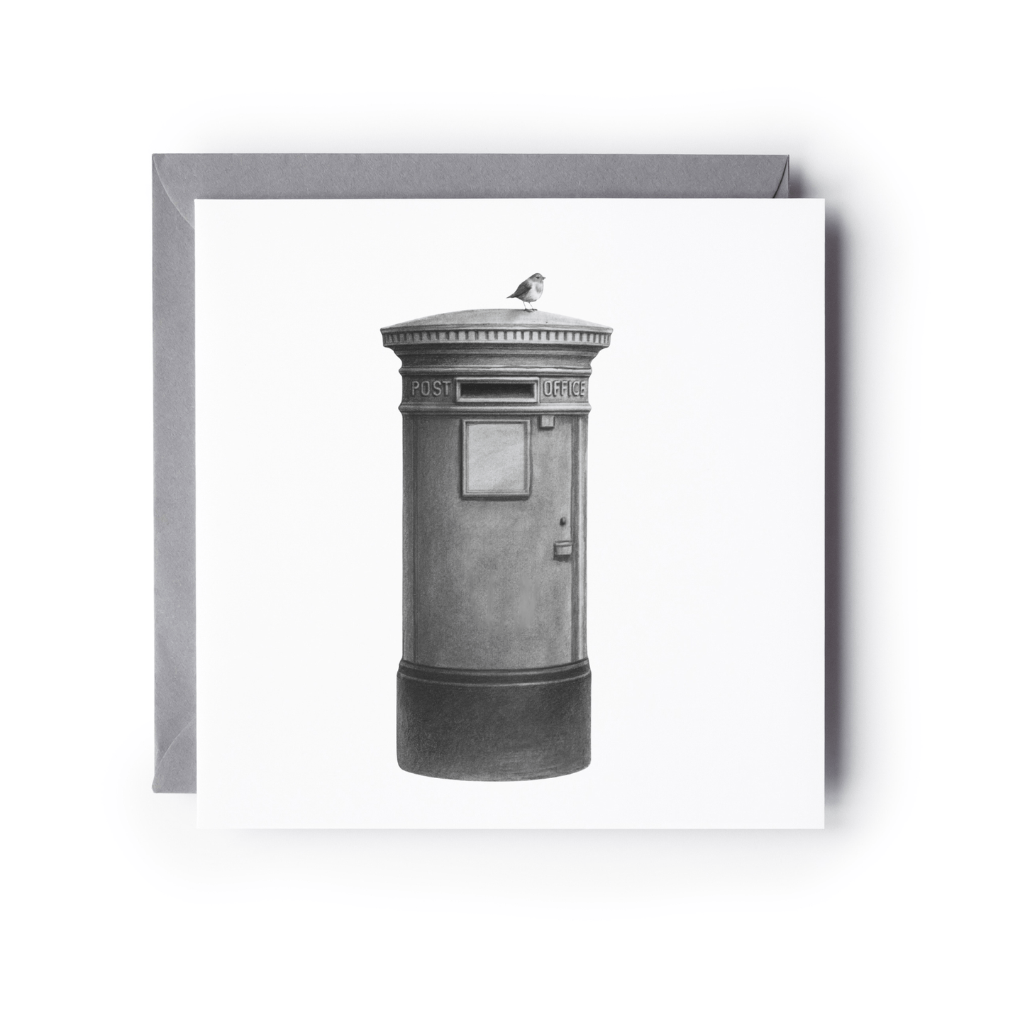 UK Post Box with Robin – Hand-Drawn Greeting Card
