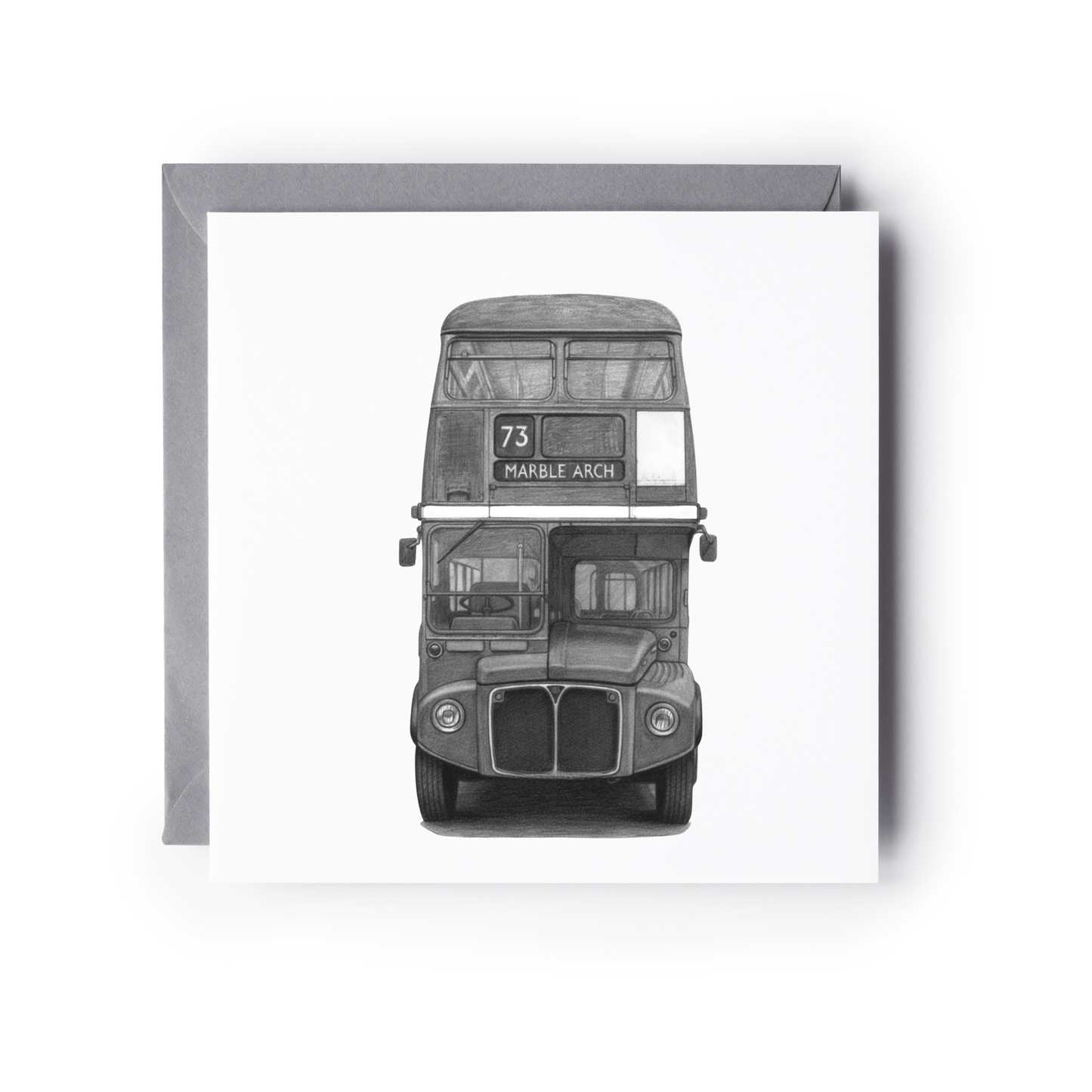 London Double Decker Bus – Hand-Drawn Greeting Card