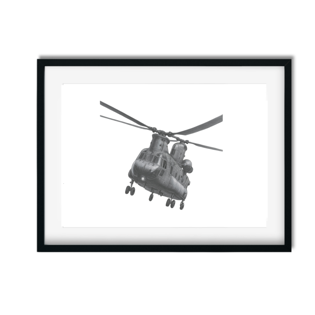 Hand-Drawn Boeing CH-47 Chinook