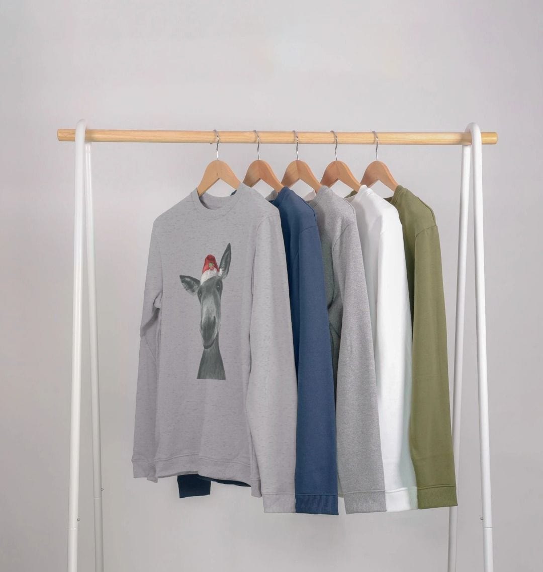 Men's Crew Neck Festive Donkey Sweater Certified Organic Cotton