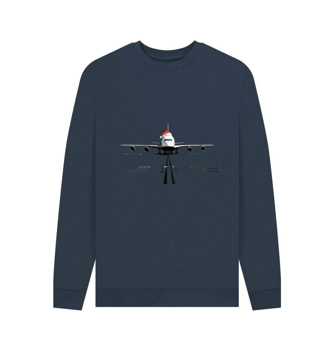 Navy Blue Printed Sweater Front