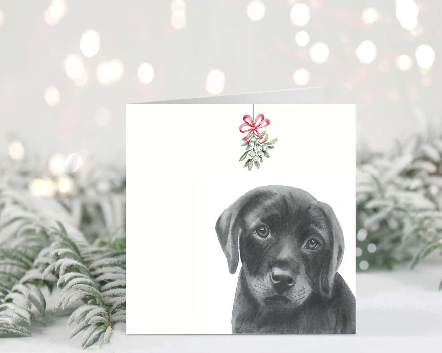 Mimosa the Labrador Mistletoe Christmas Card