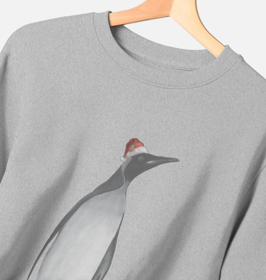 Women's Crew Neck Festive Penguin Sweater Certified Organic Cotton