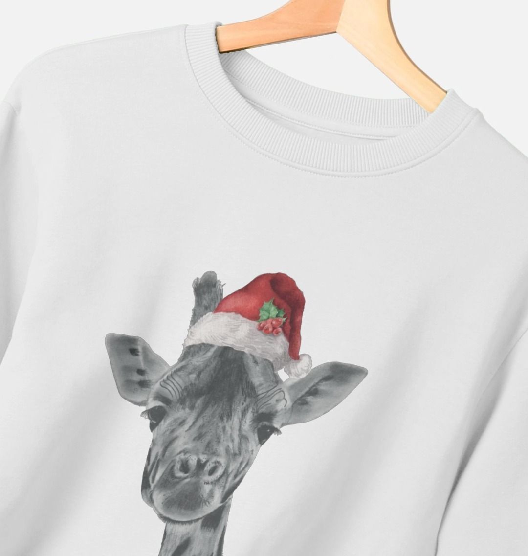 Women's Crew Neck Festive Solo Giraffe Sweater Certified Organic Cotton