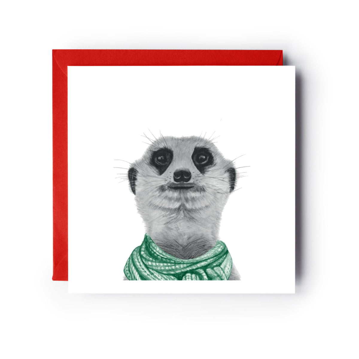 Winter Meerkat Scarf Greeting Card — card with red envelope