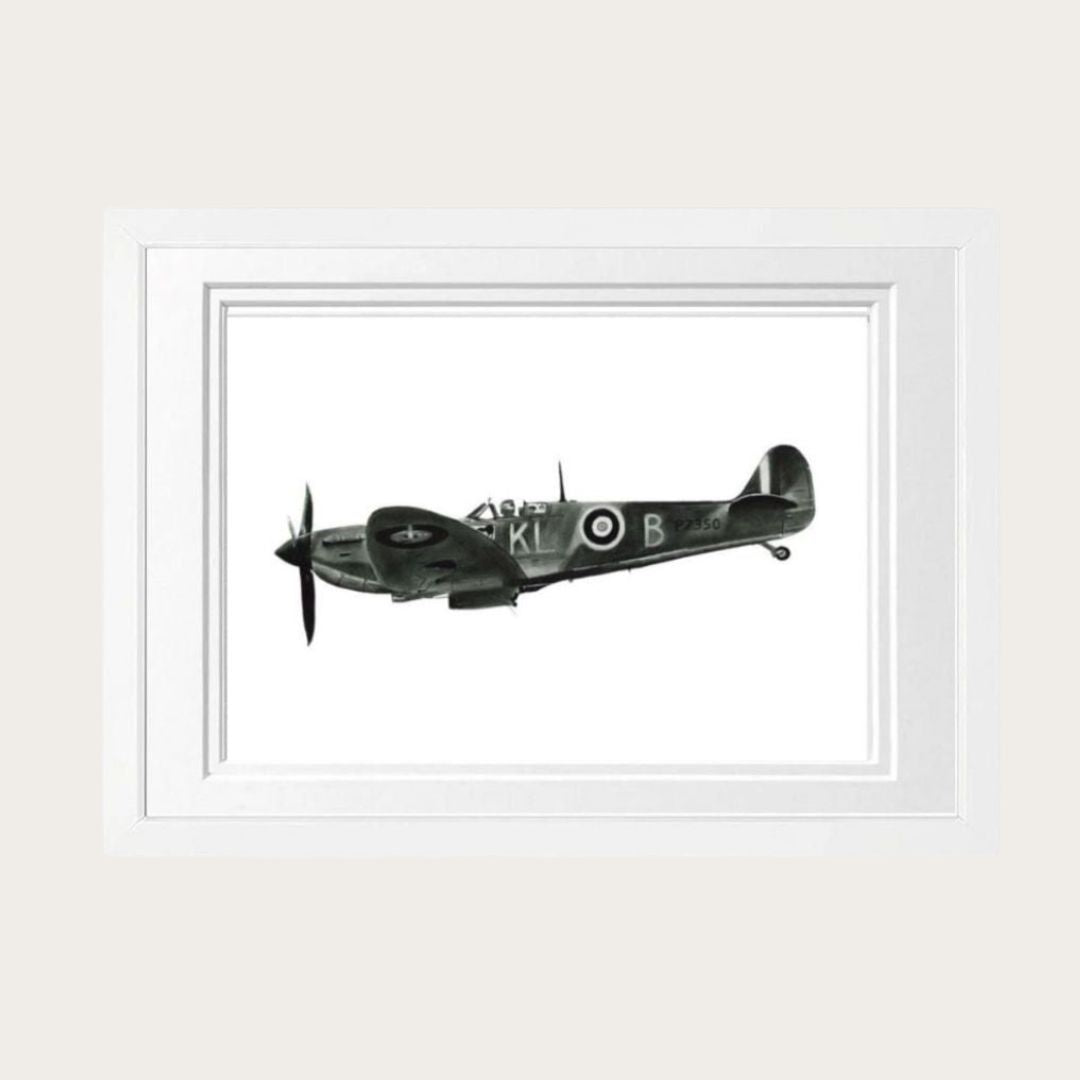 Flying Home Spitfire Fine Art Print – Hand-Drawn WWII Aircraft Illustration