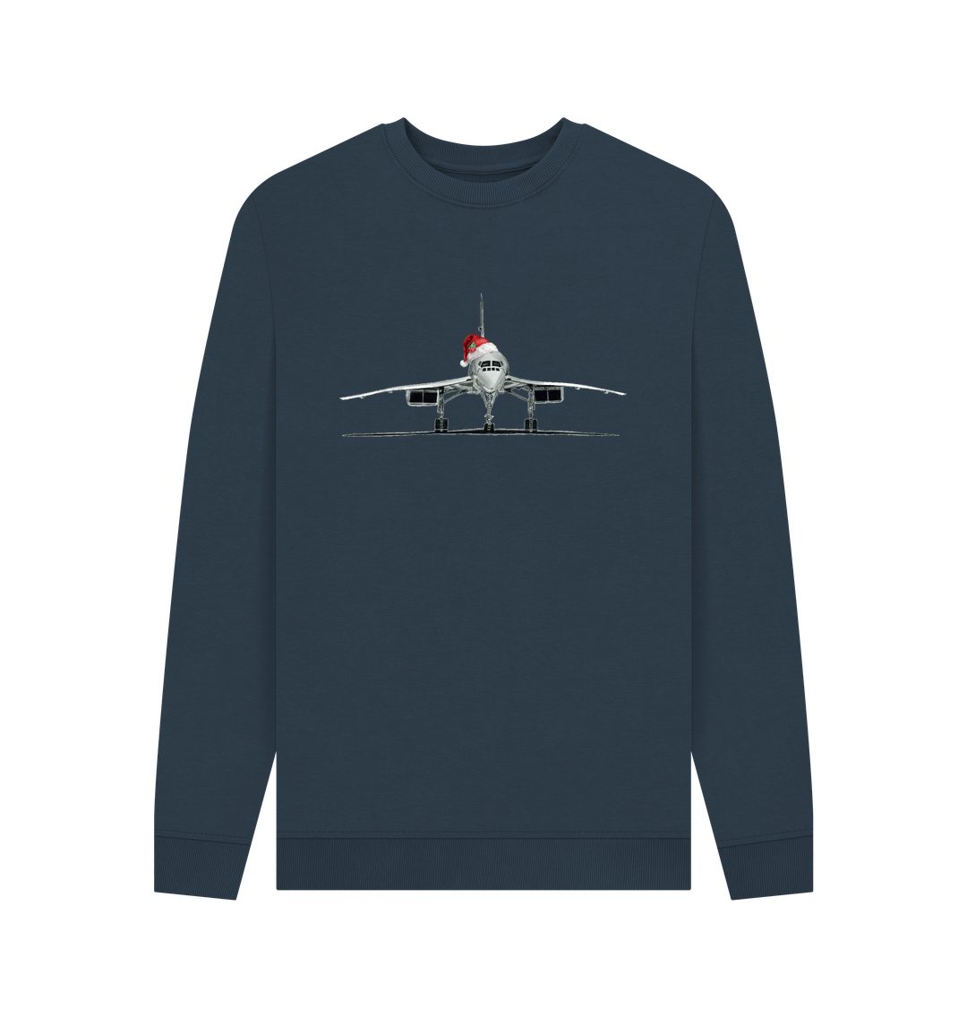 Navy Blue Men's Festive Concorde Crew Neck Sweater Certified Organic Cotton