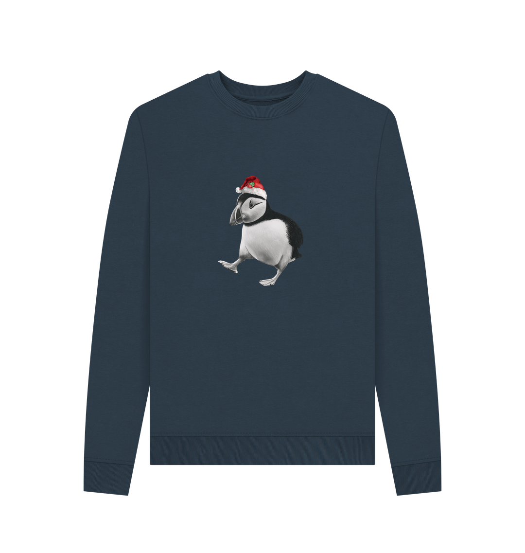 Navy Blue Printed Sweater Front