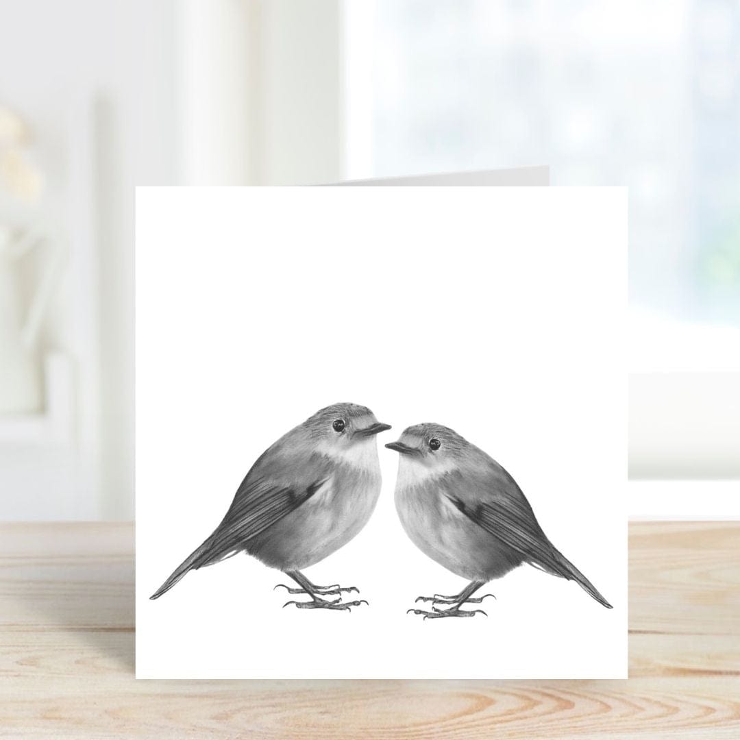 A Hand Drawn Two Robins Greeting Card By Libra Fine Arts. A Hand Drawn Two Robins Greeting Card From Libra Fine Arts. Thjs beautiful hand dfawn robin card is a beautiful sympathy card or birthday card for people knowning loved ones arew near - perfect for bird lovers Ideal as a birthday card or general greeting card."