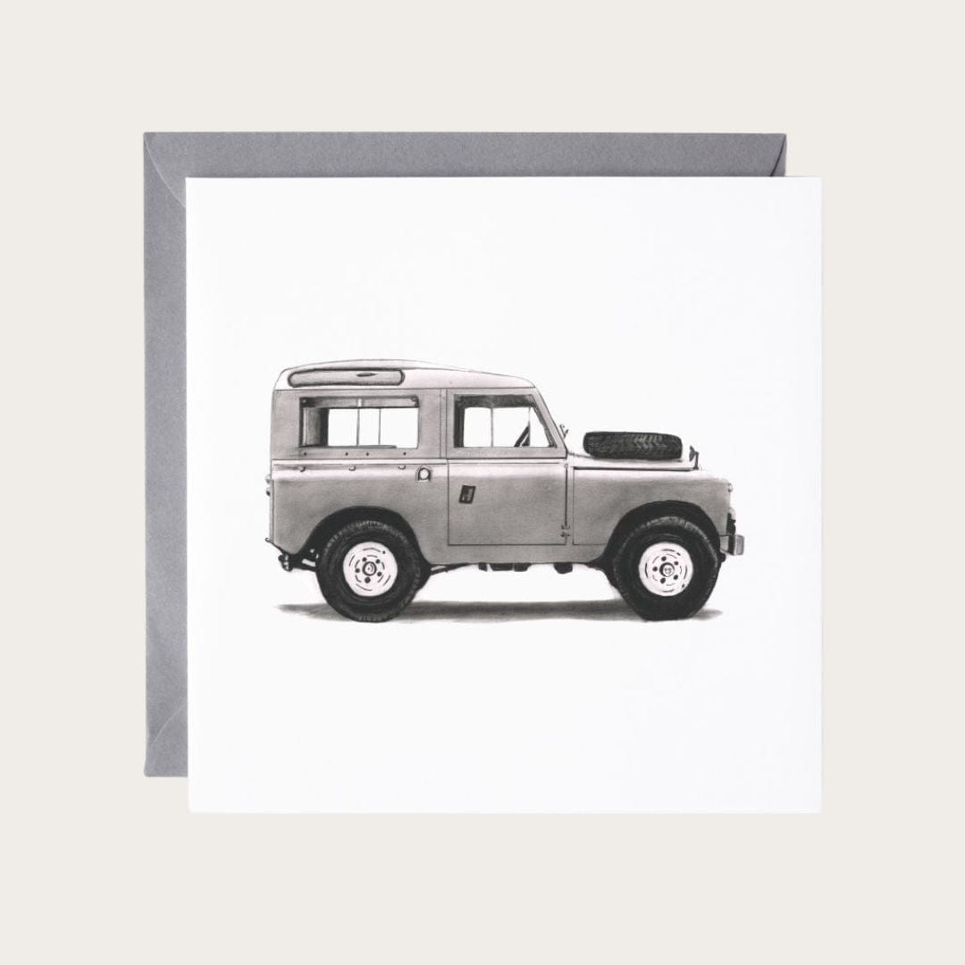 Capture the thrill of the open road with this beautifully illustrated Land Rover greeting card. Featuring intricate details of this iconic vehicle, it's the perfect card for car enthusiasts, adventurers, and those who love the outdoors