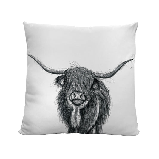 Faux Suede Highland Cow Cushion from Libra Fine Arts