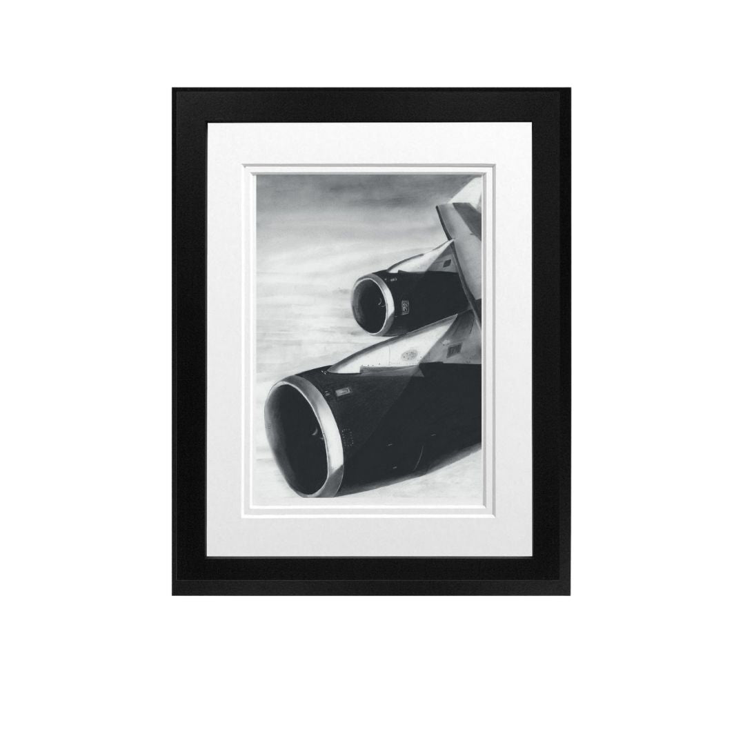 Libra_Fine_Arts_Hand_Drawn_747_Aircraft_Wing_Drawing_in_Black_Frame. The_perfect_gift_for_aircraft_lovers_and_plane_spotters_birthday_and_Christmas_present.