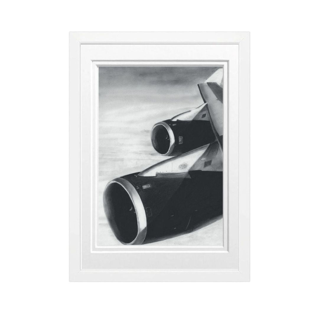 Libra_Fine_Arts_Hand_Drawn_747_Aircraft_Wing_Drawing_in_white_Frame. The_perfect_gift_for_aircraft_lovers_and_plane_spotters_birthday_and_Christmas_present.