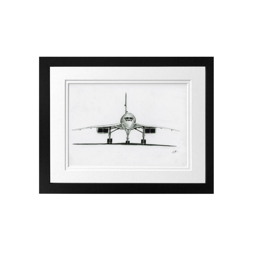 Libra_Fine_Arts_Hand_Drawn_Concorde_Drawing_in_Black_Frame. The perfect gift for aviation enthusiasts and concorde fans.