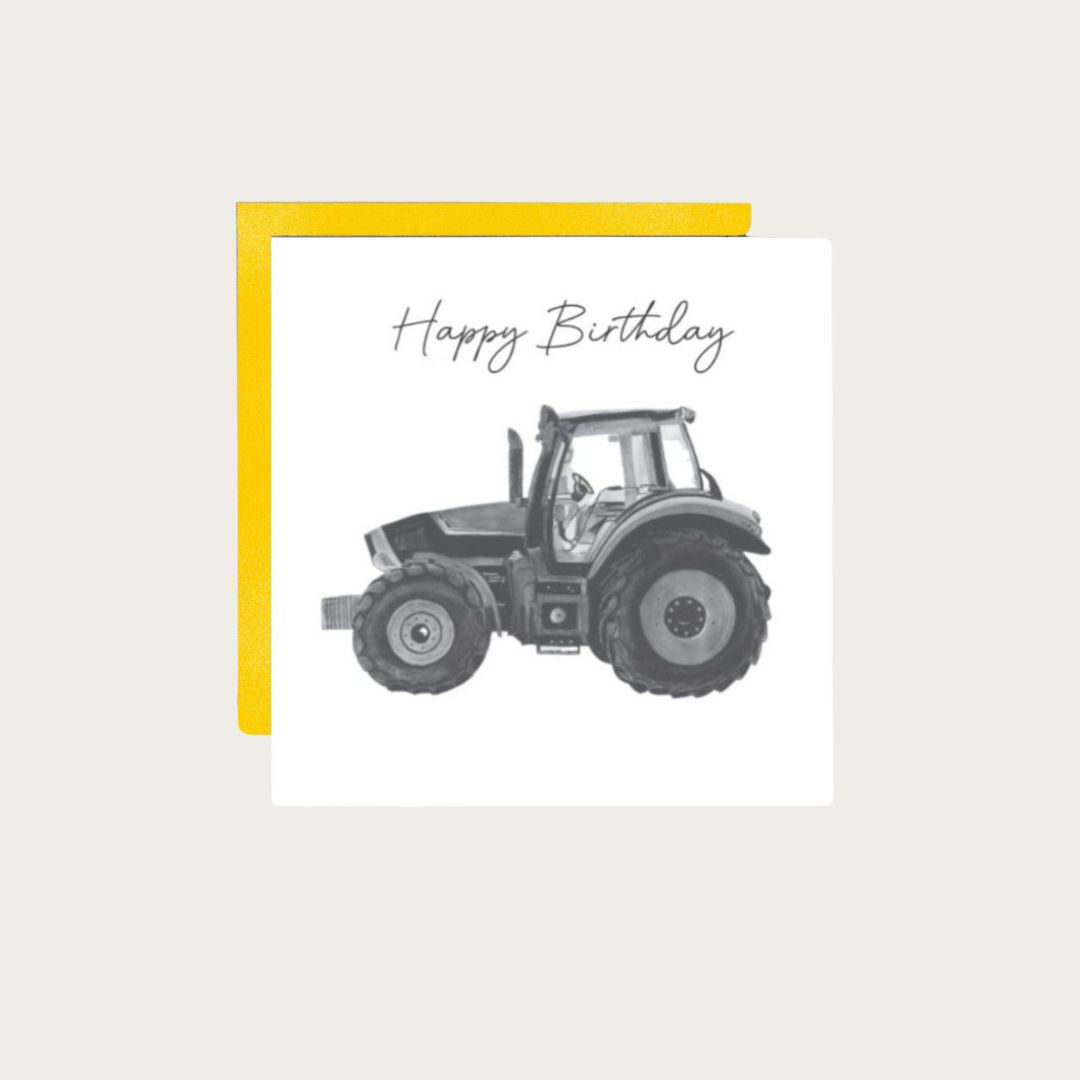 Fun and festive hand-drawn tractor birthday card, designed for those who love farm life and the great outdoors. This unique illustration is the perfect choice for farm lovers, bringing joy and character to any birthday celebration. A thoughtful card for country life fans and nature enthusiasts