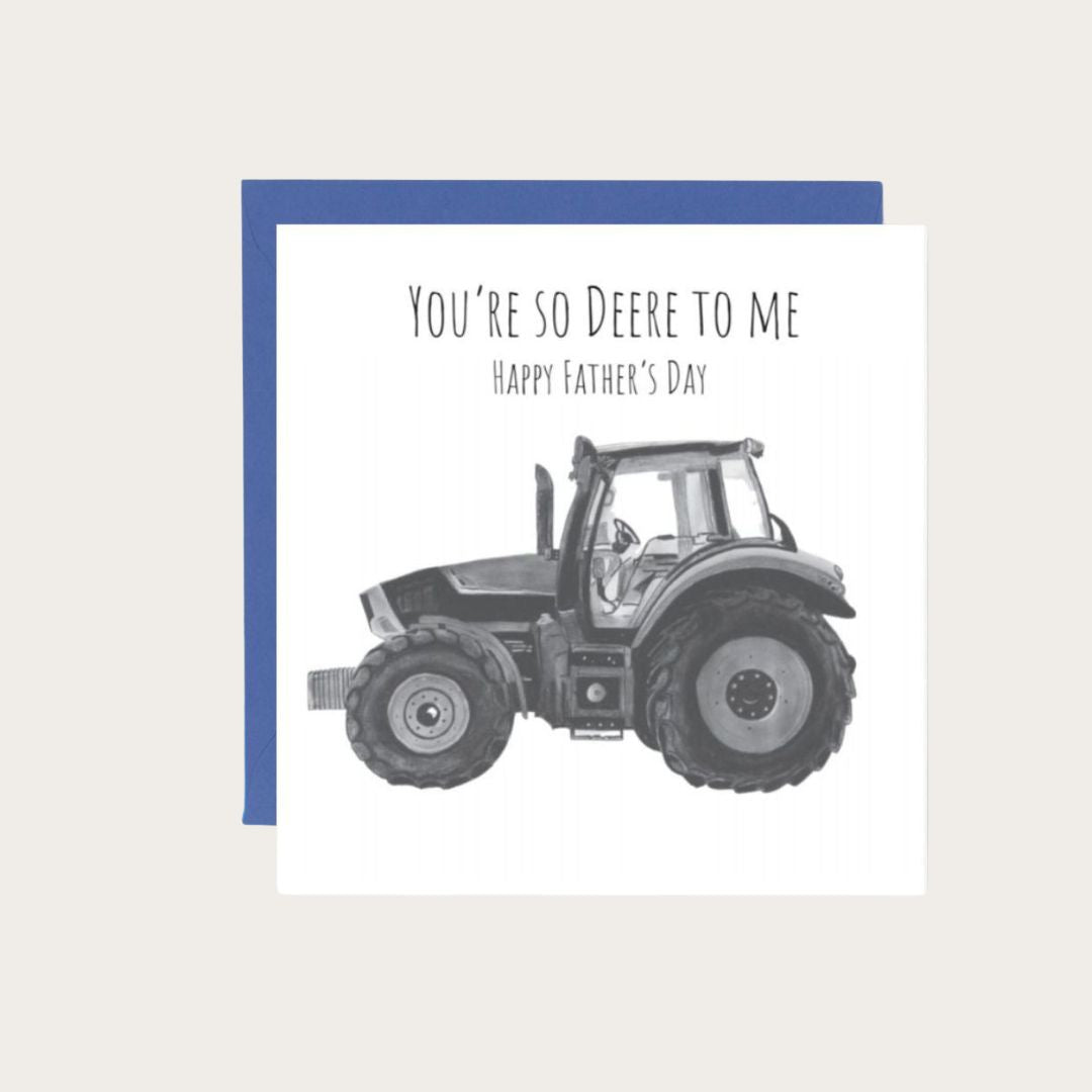 Rustic tractor illustration Father’s Day greeting card for farming and tractor lovers.
