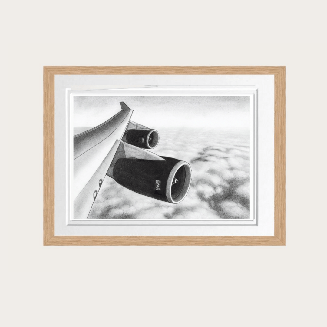 Boeing 747 Wing Drawing | Aviation Art from the Window Seat – Series 2