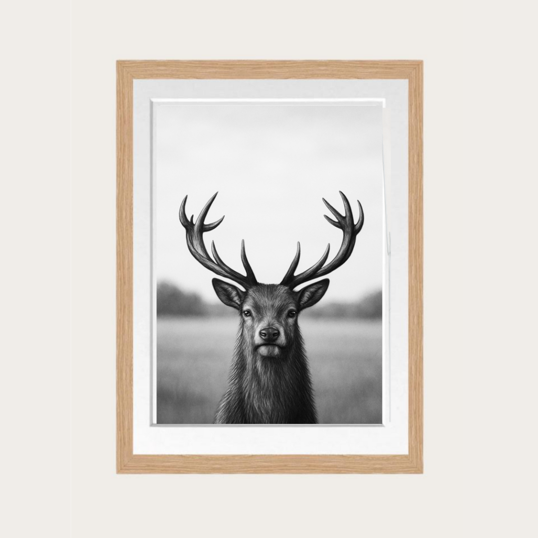 The Stag Fine Art Print – Hand-Drawn Majestic Wildlife Illustration