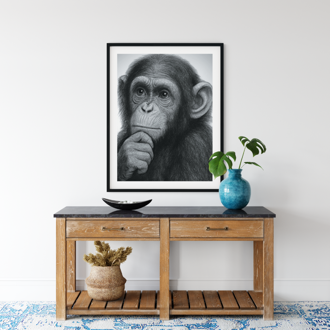 Chimp Hand Drawn Print