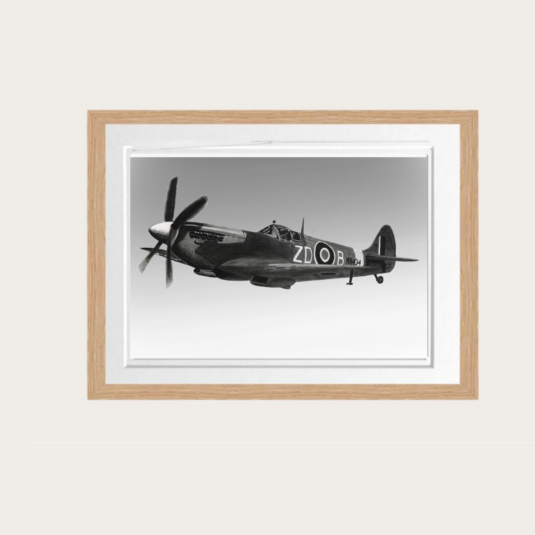 “Off to Battle” Spitfire Drawing | Aviation Art Print