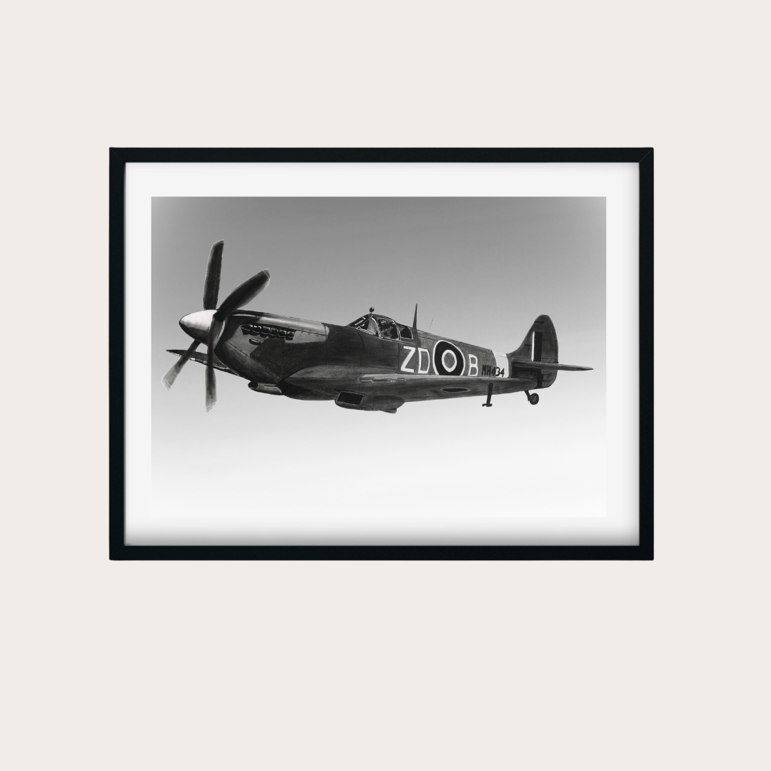 “Off to Battle” Spitfire Drawing | Aviation Art Print