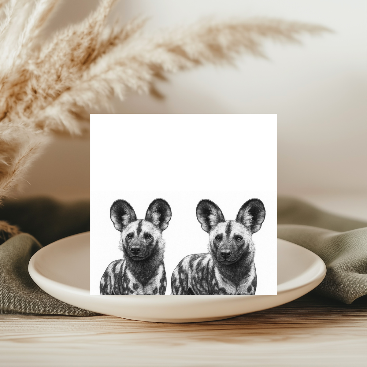 Wild Dogs Hand Drawn Greeting Card