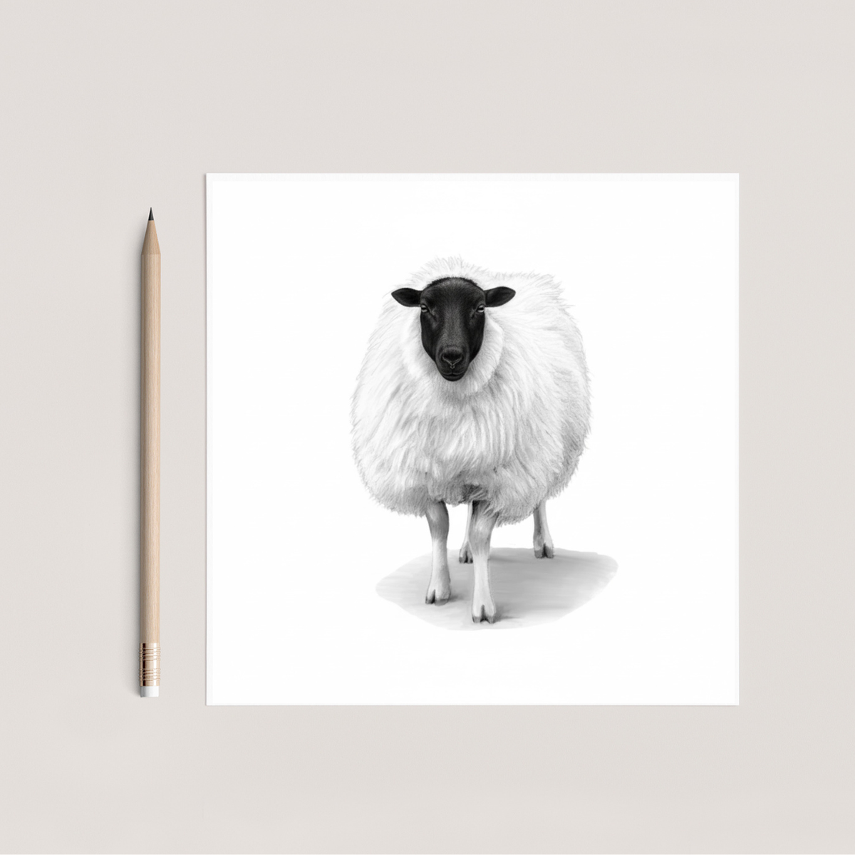 Serpens Woolly Sheep Hand Drawn Greeting Card