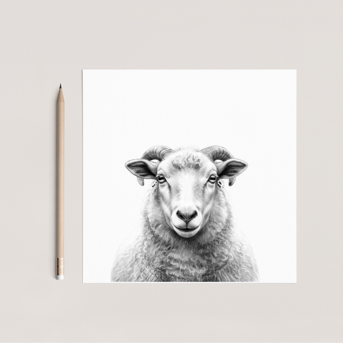 Serious Sheep Hand Drawn Greeting Card