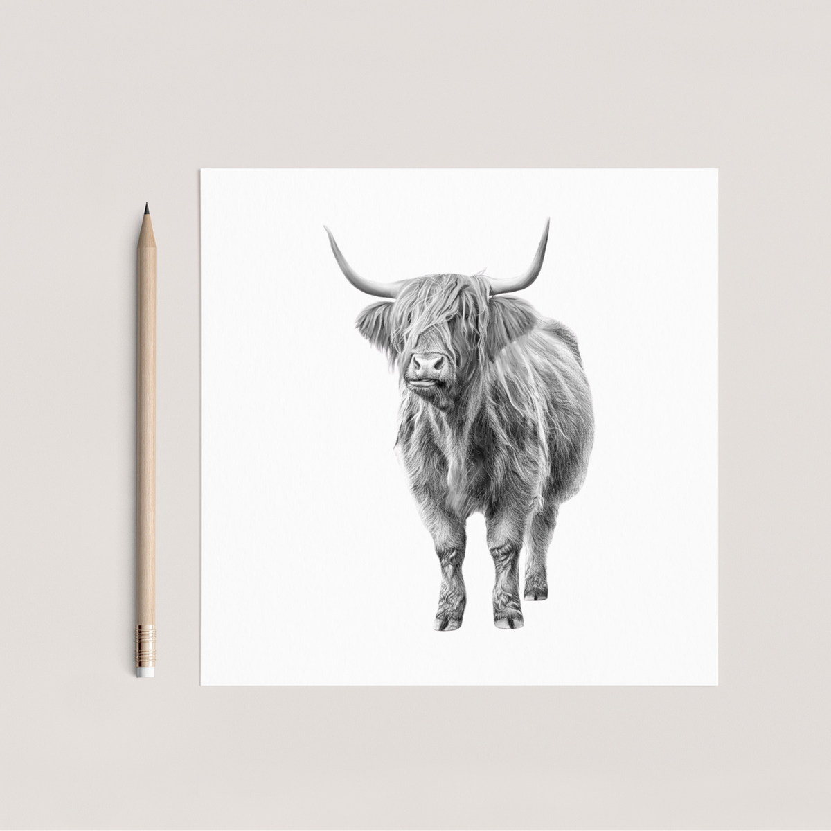 Major the Cow Hand Drawn Greeting Card
