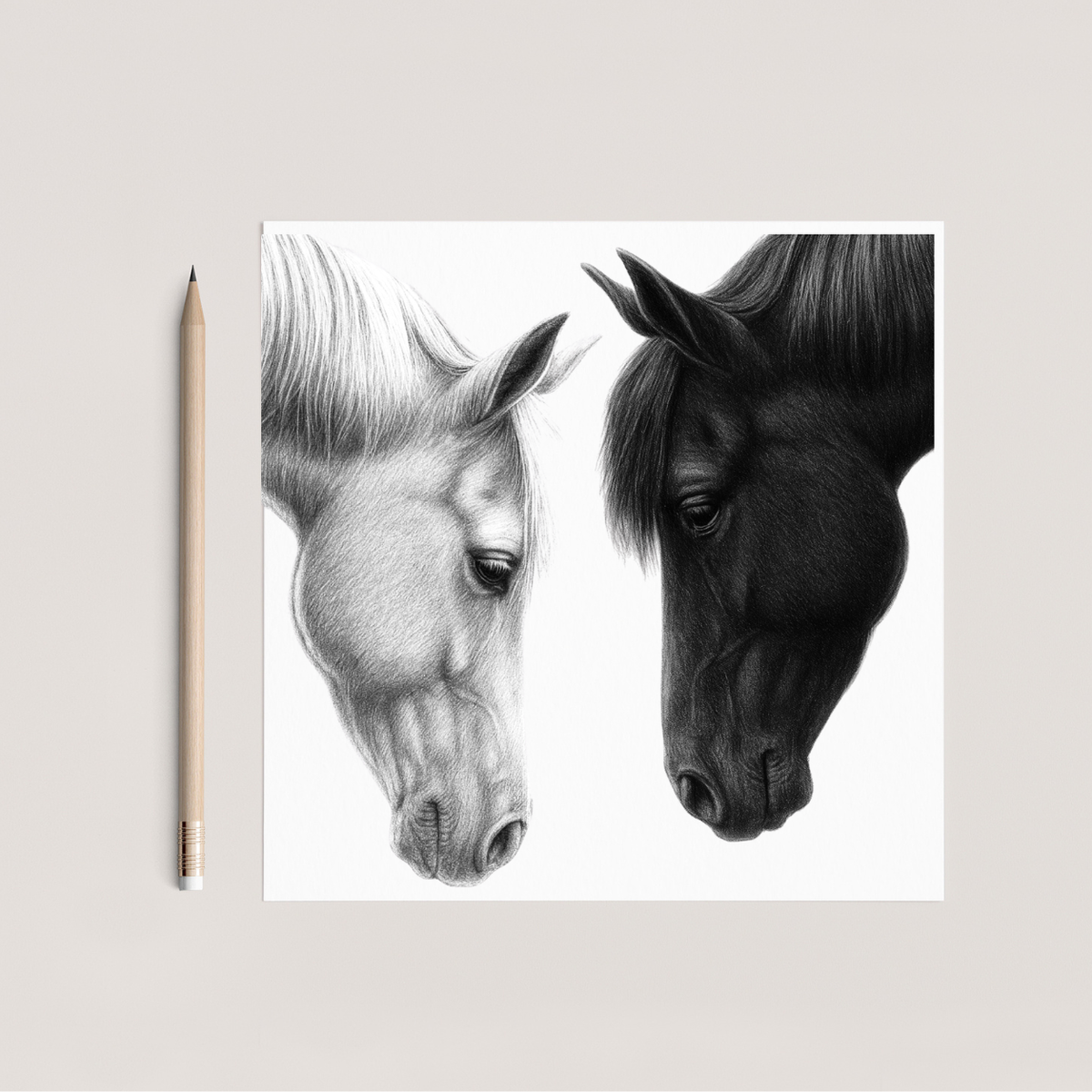 Together Horses Hand Drawn Greeting Card