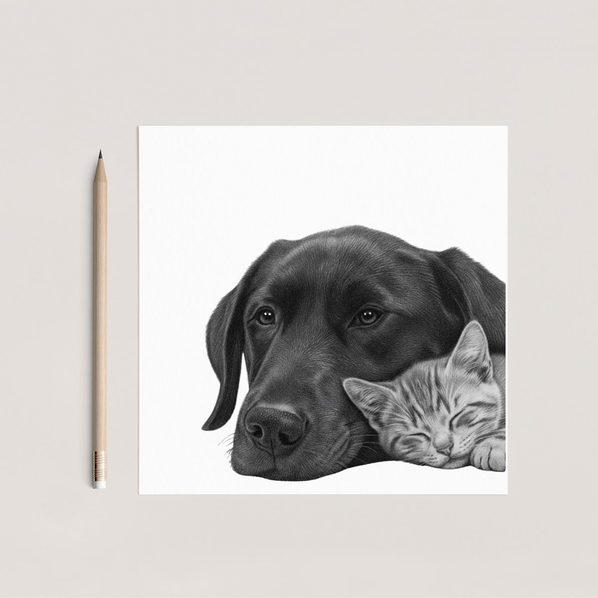 Best Friends Cuddles Hand Drawn Greeting Card