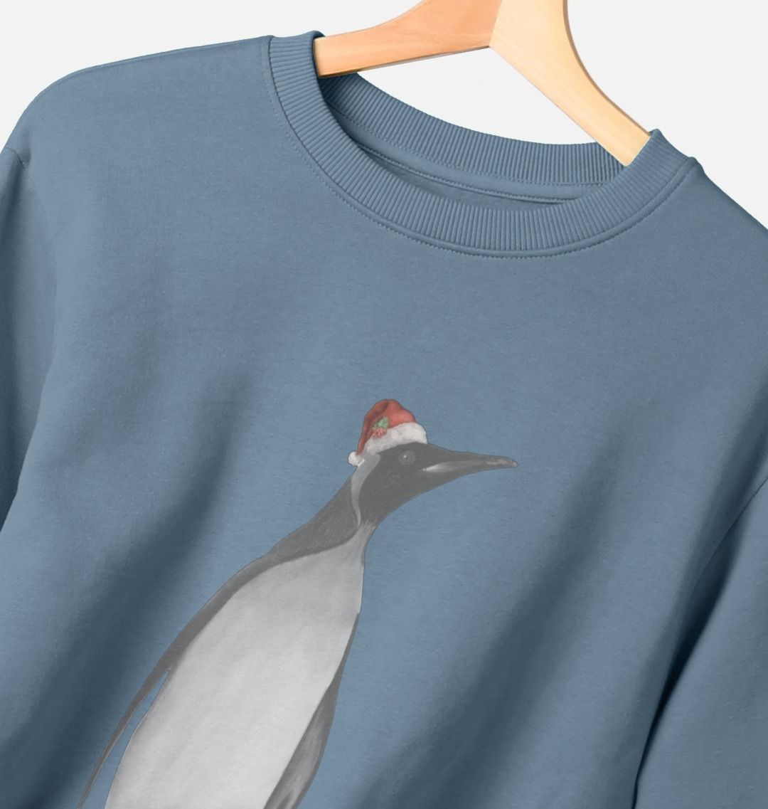 Women's Crew Neck Festive Penguin Sweater Certified Organic Cotton