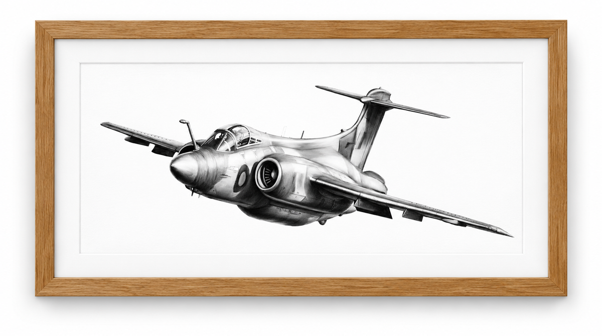 Blackburn Buccaneer Fine Art Print in oak frame