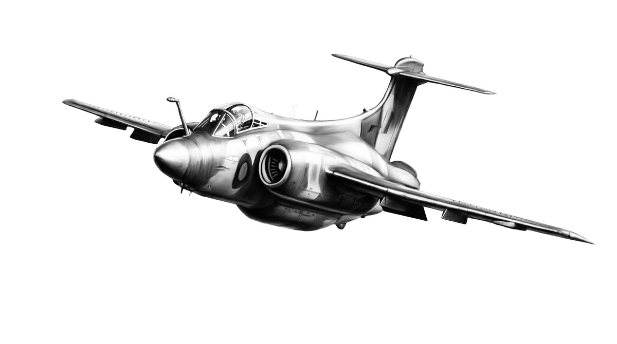 Hand-drawn Blackburn Buccaneer military aviation fine art print
