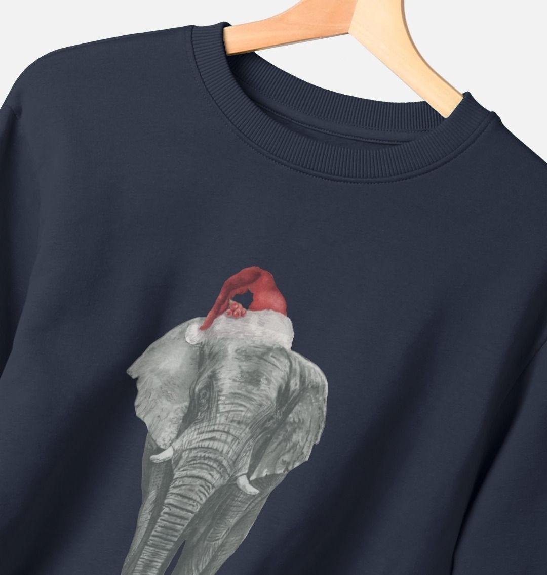 Women's Crew Neck Festive Elephant Sweater Certified Organic Cotton