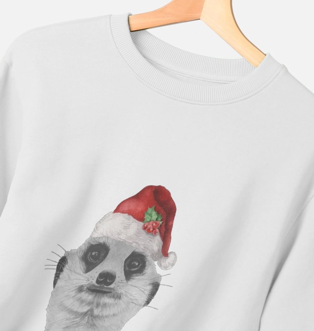 Men's Festive Meerkat Crew Neck Sweater Certified Organic Cotton