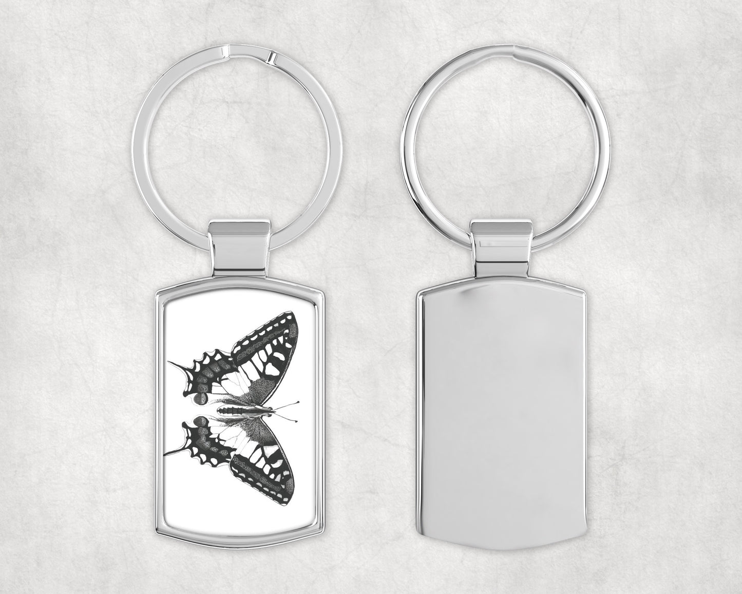 Old World Swallowtail Butterfly Metal Rectangular Keyring
