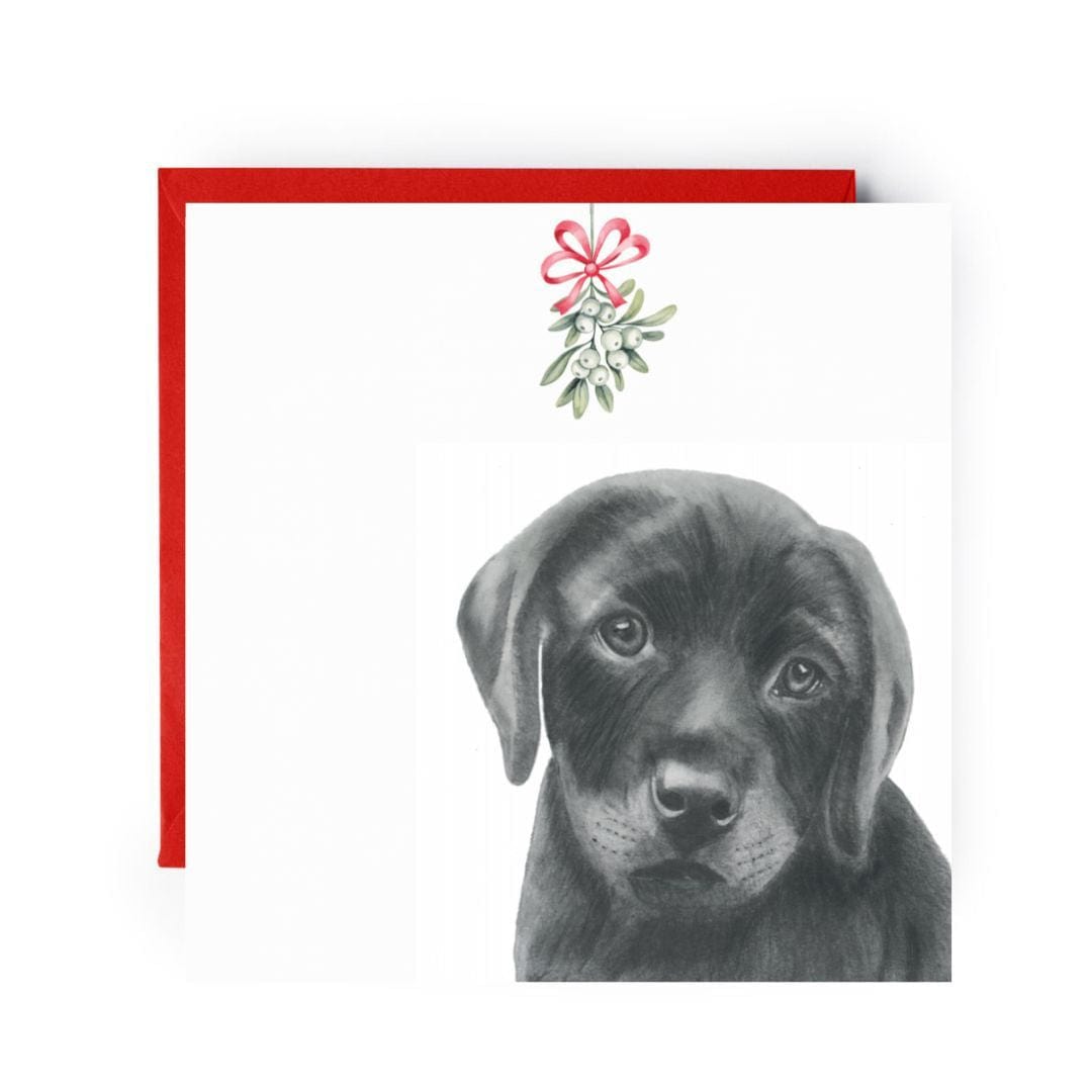 Mimosa the Labrador Mistletoe Christmas Card