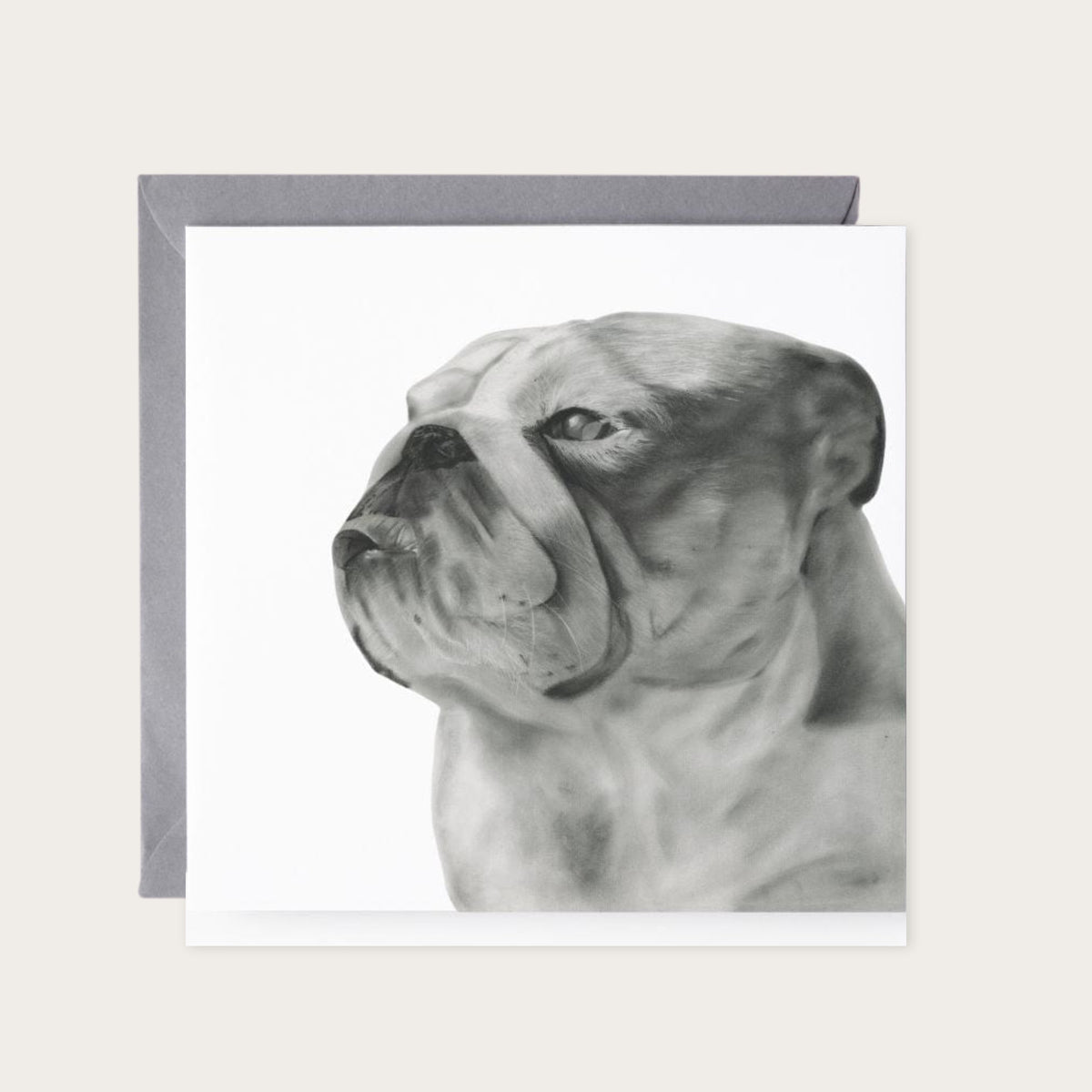 Wezen the Bulldog Greeting Card — card with grey envelope