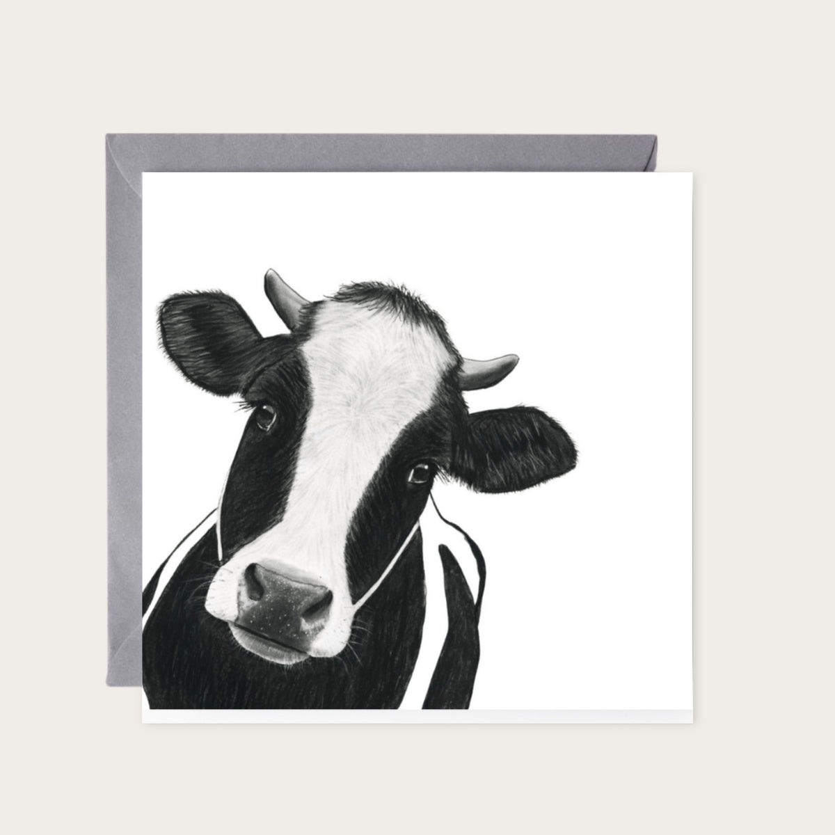 Major the Cow Greeting Card — card with grey envelope