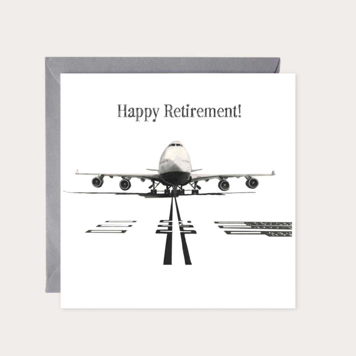 Boeing 747-400 Happy Retirement Card — card with grey envelope