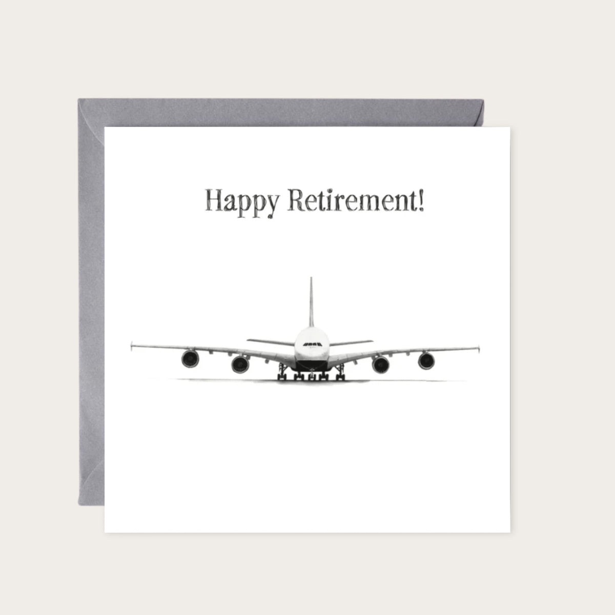 Airbus A380 Retirement Greeting Card – A Gentle Giant’s Farewell — card with grey envelope