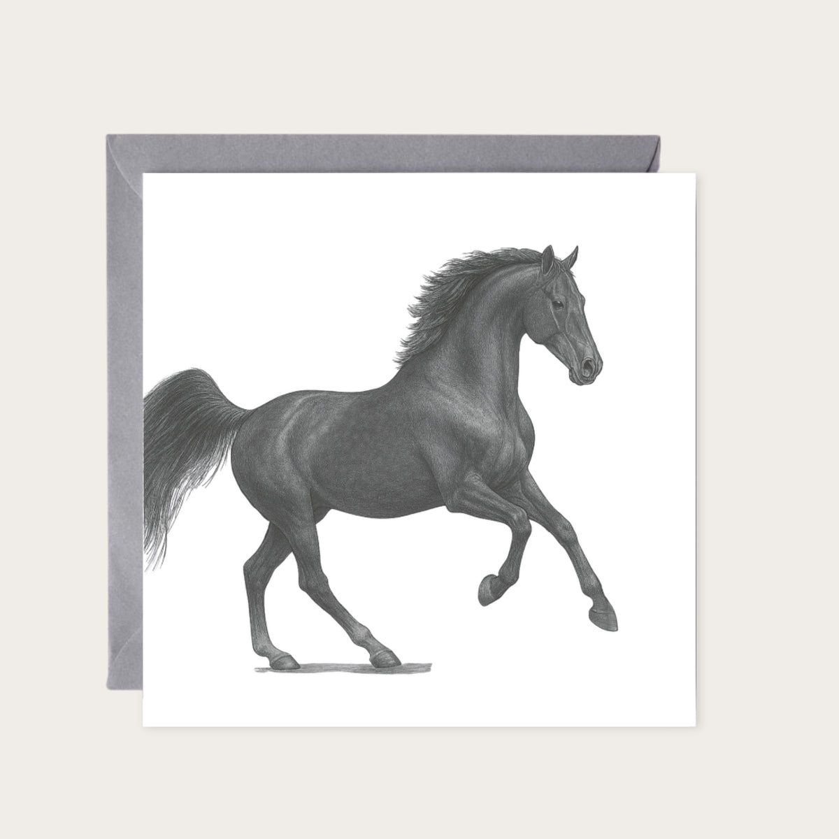 Dark Knight Horse Greeting Card — card with grey envelope