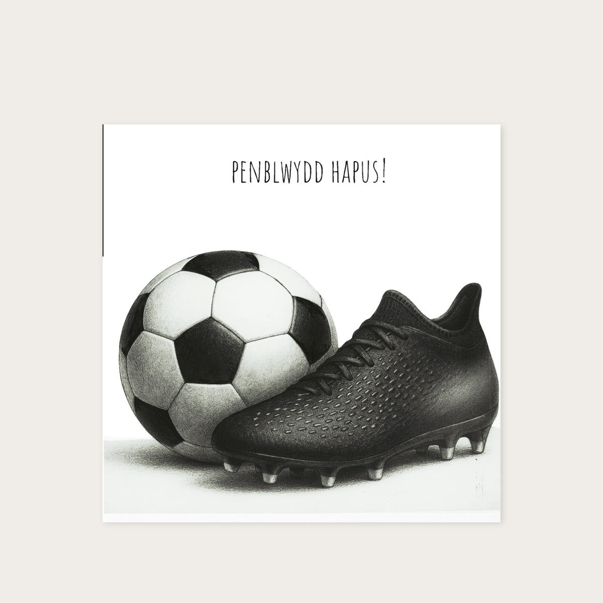 Penblwydd Hapus – Football Greeting Card — card with grey envelope