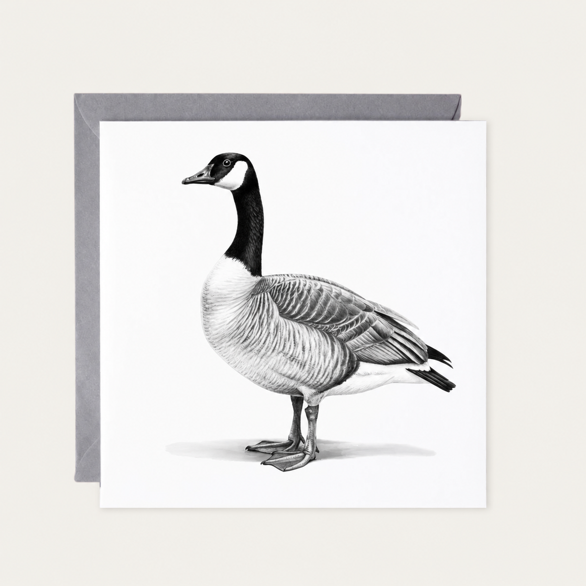 Canadian Goose Greeting Card — standard grey envelope mockup