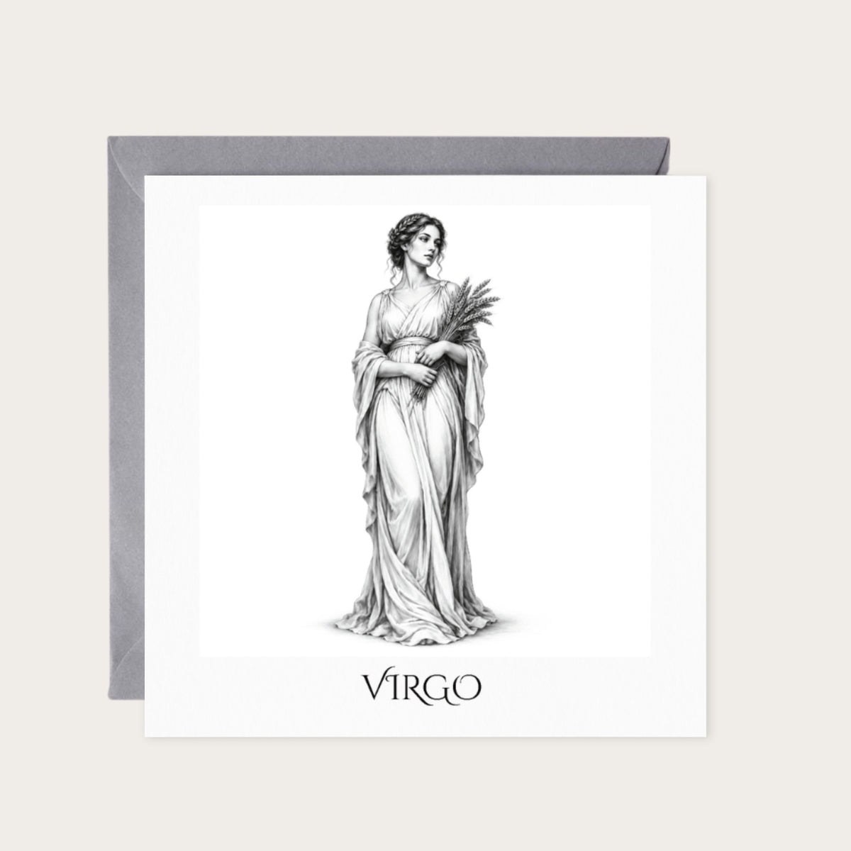 Virgo Horoscope Greeting Card — card with grey envelope