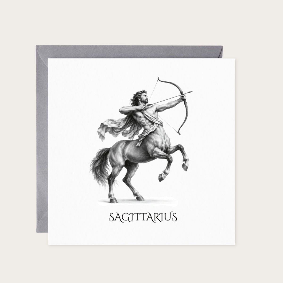 Sagittarius Horoscope Greeting Card — card with grey envelope