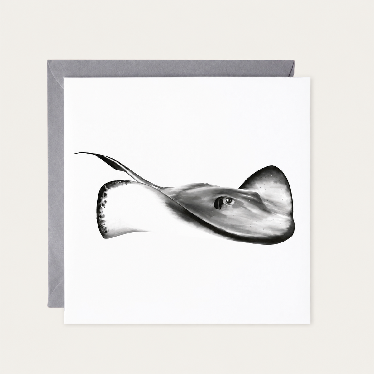 Stingray Greeting Card — standard grey envelope mockup